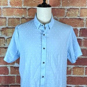 Travis Mathew Early Check In‎ Short Sleeve Button Up Shirt Blue Mens Size L New